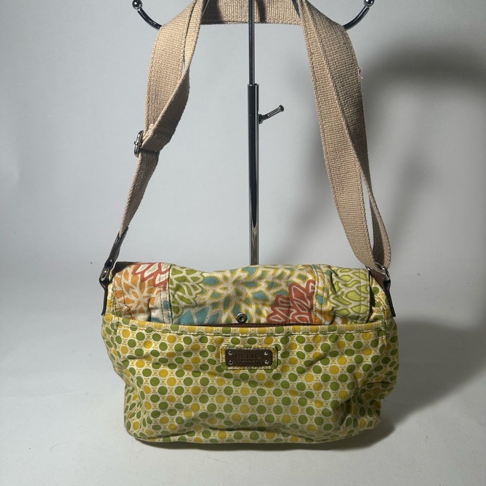 Colorful Yellow and Green Shoulder Bag with Patchwork Design - Picture 2 of 8